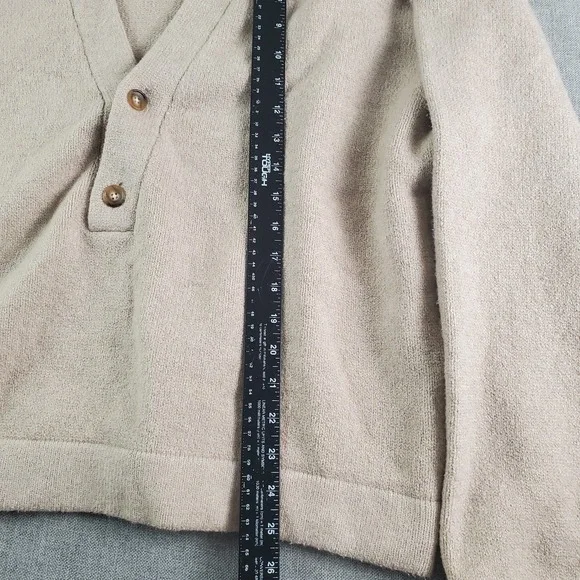 Faherty Jackson Popover Sweater Womens XL Oatmeal Beige V-Neck Pullover Stretch - Picture 11 of 12